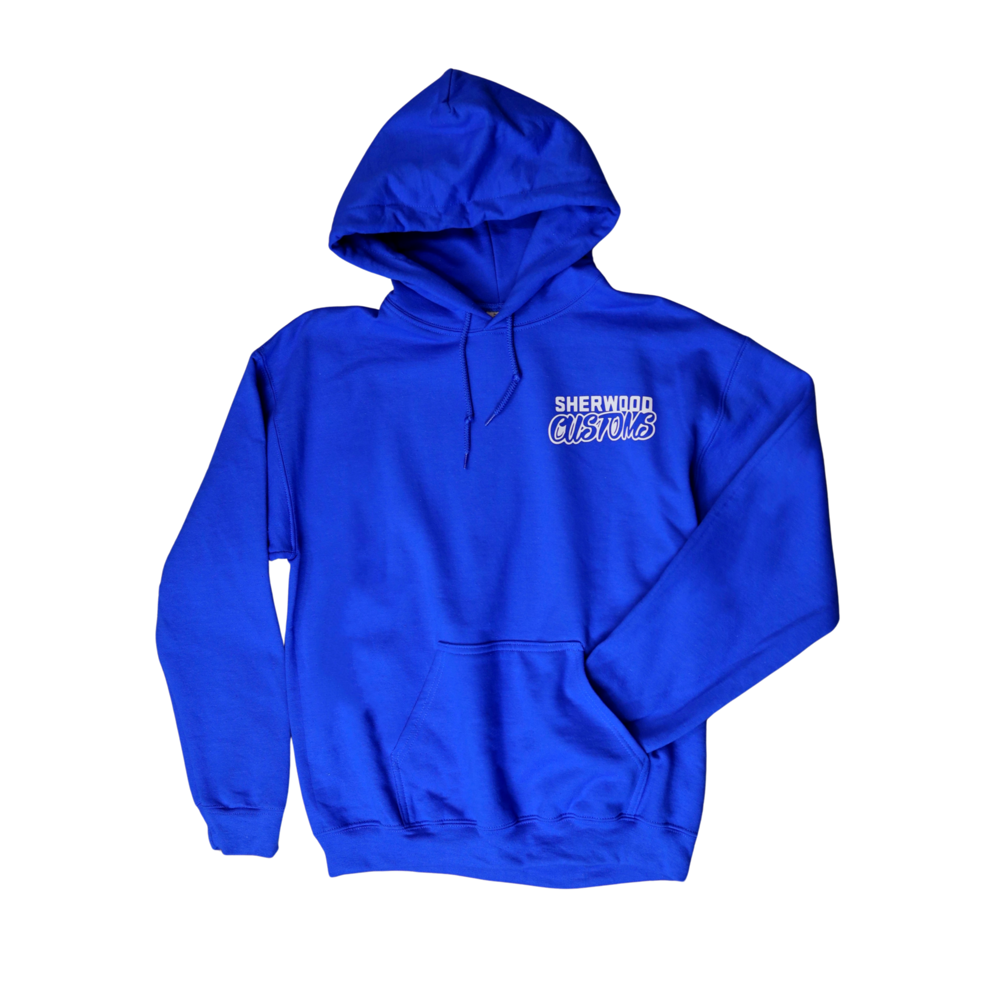 Sherwood Customs Royal Blue with White Logo Pullover Hoodie