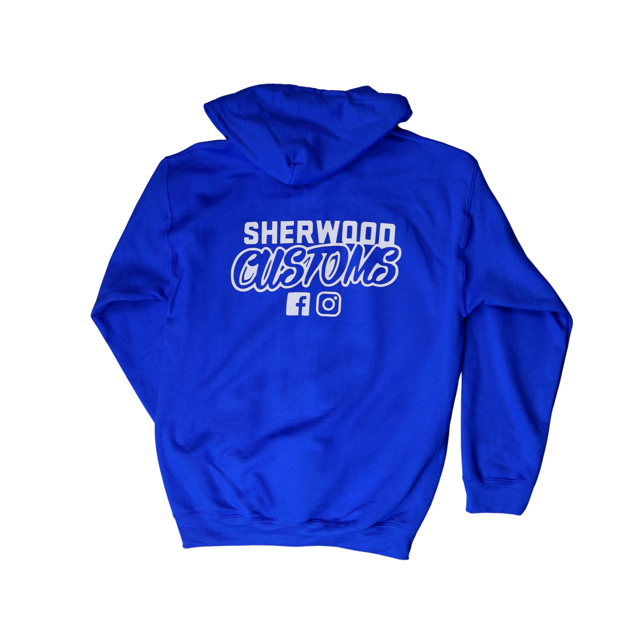 Sherwood Customs Royal Blue with White Logo Pullover Hoodie